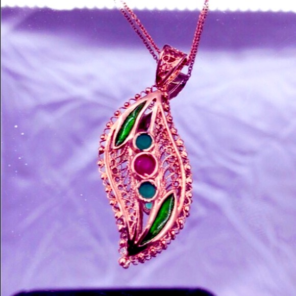 Esmeralda Strawberry Gold Emerald Rhodolite Garnet Necklace - Picture 1 of 6